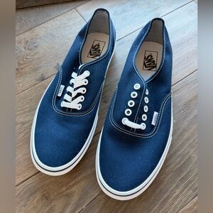 Vans Dark Blue Canvas Shoes with White Accents